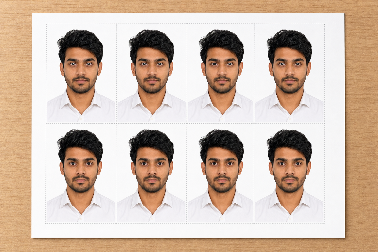 Selfie to print-ready A4 sheet, after